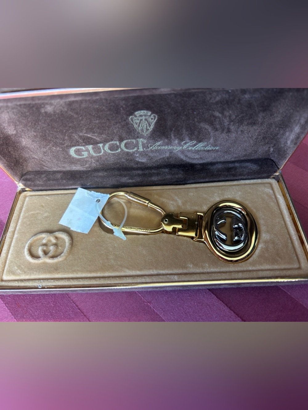 Gucci Vintage 2tone Double G Keychain NIB